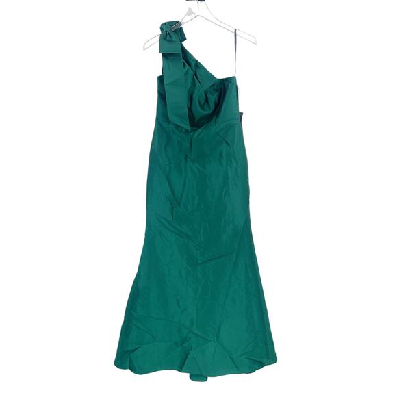 ALFRED SUNG Maxi Dress Size 8 NEW Gown One Shoulder Emerald Green Shoulder Bow - Picture 6 of 8